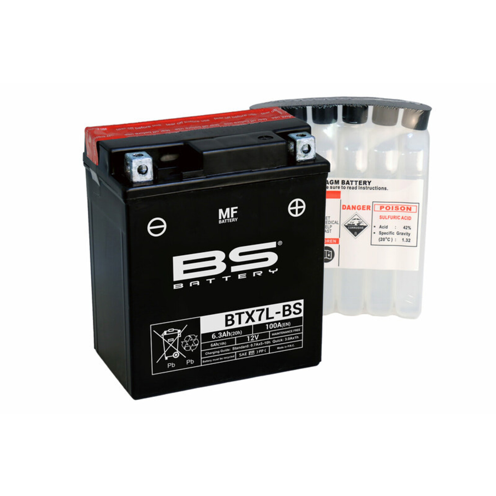 BS BATTERY Accu Onderhoudsvrij met zuurpakket - BTX7L-BS