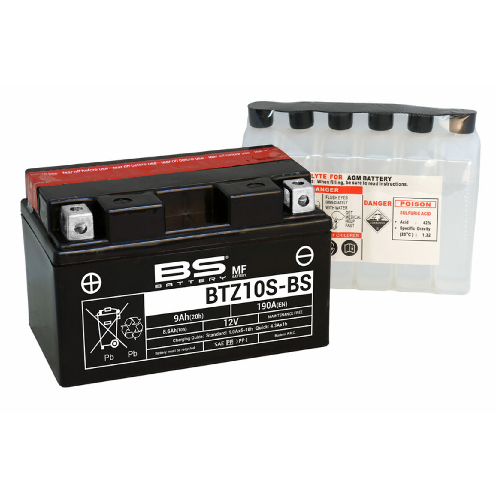 BS BATTERY Accu Onderhoudsvrij met zuurpakket - BTZ10S-BS