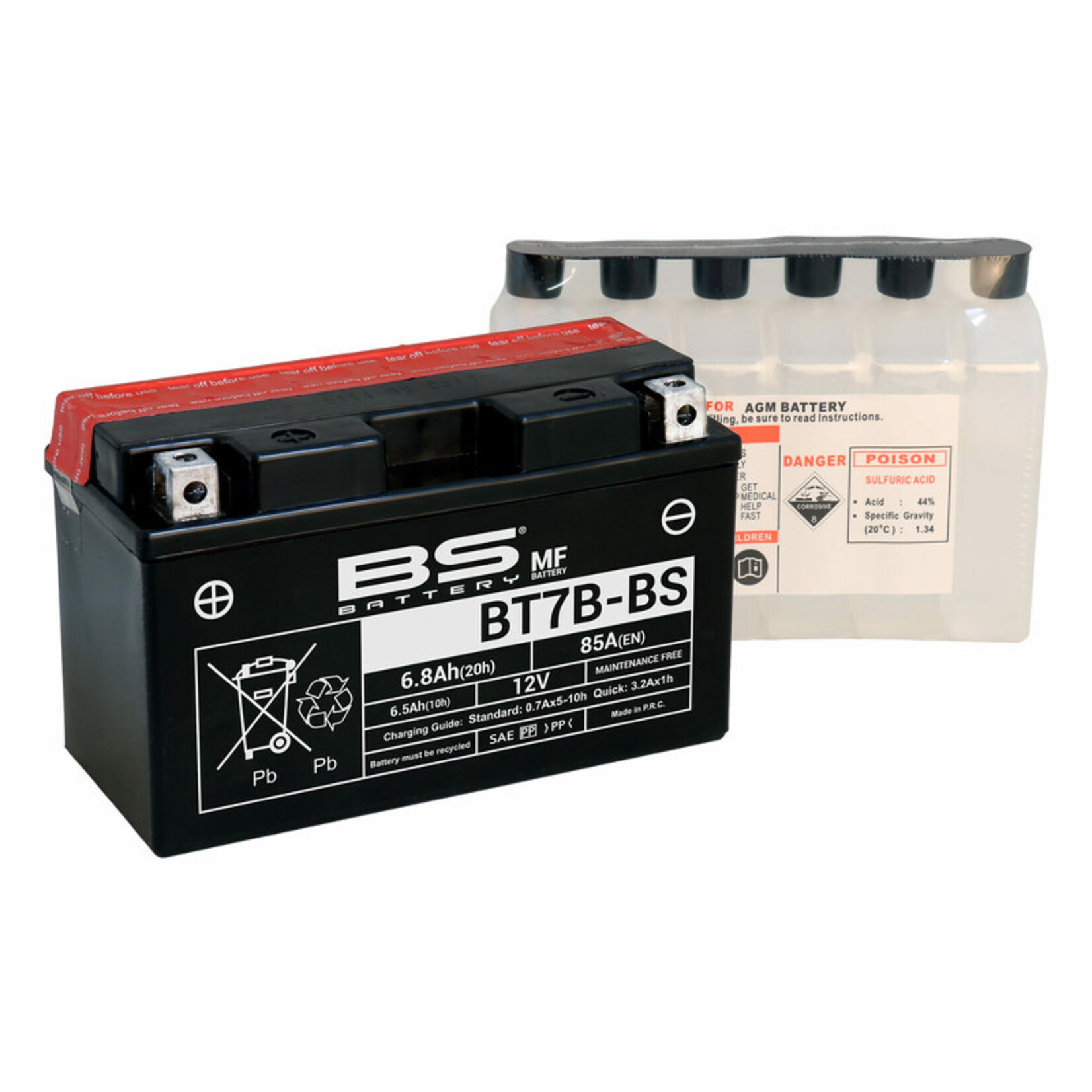 BS BATTERY Accu Onderhoudsvrij met zuurpakket - BT7B-BS