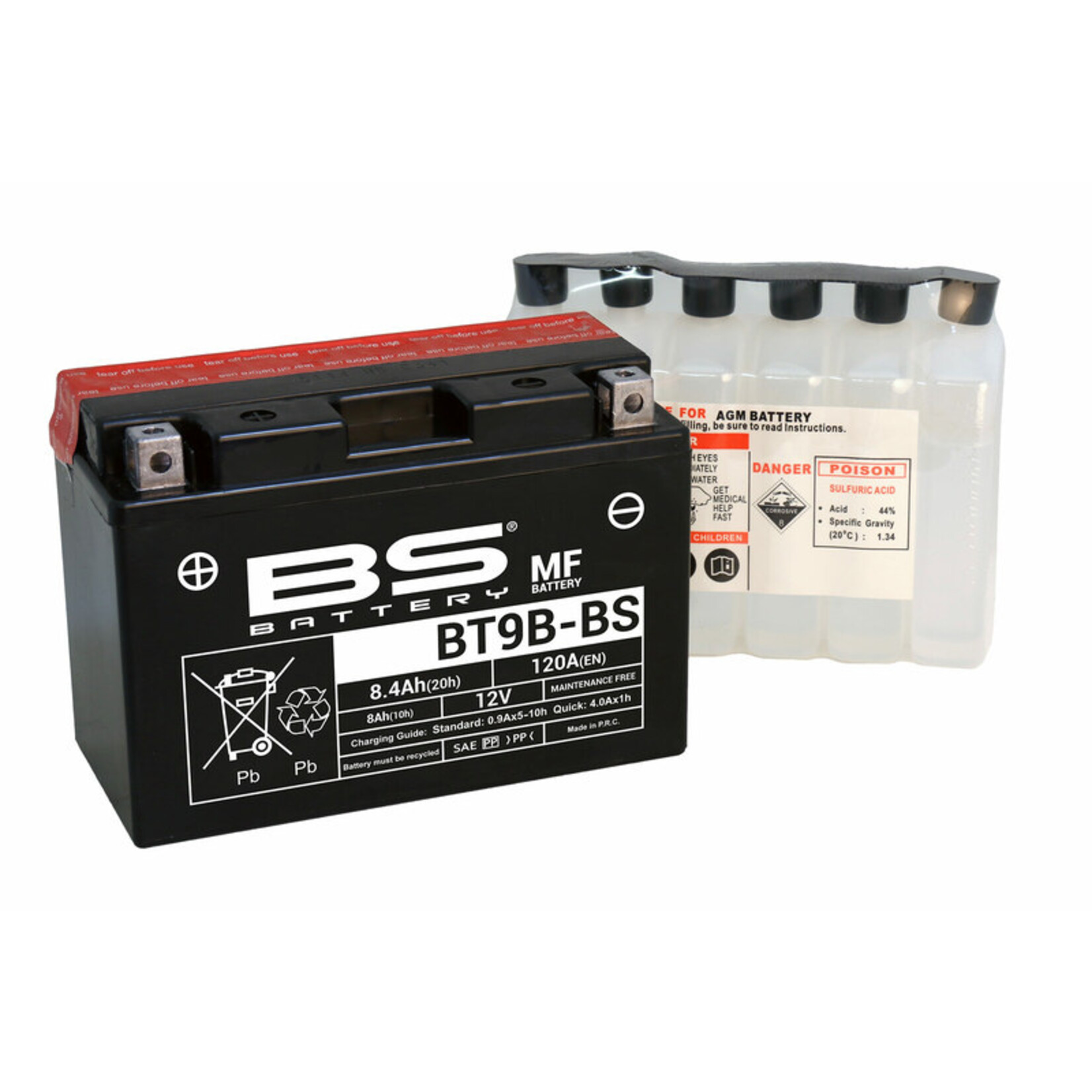 BS BATTERY Accu Onderhoudsvrij met zuurpakket - BT9B-BS