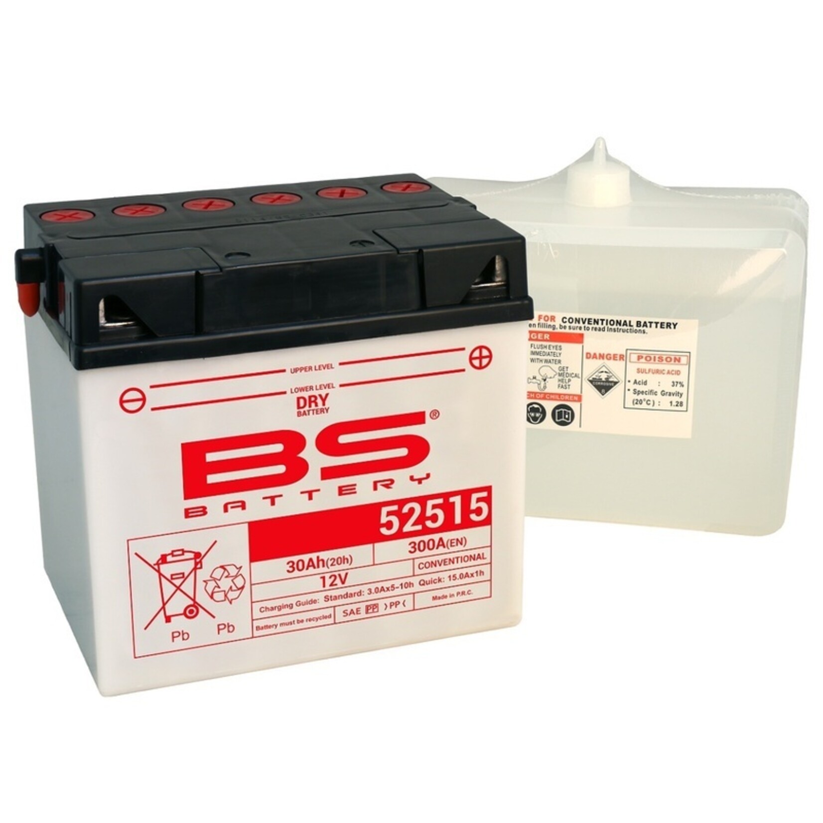 BS BATTERY Accu Conventioneel met zuurpakket - 52515 (B60N30L-A)