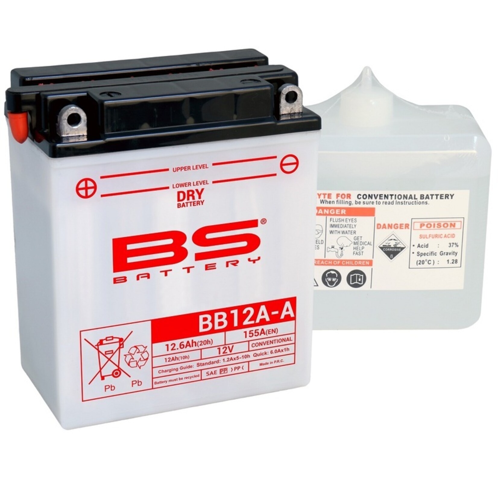 BS BATTERY Accu High performance met zuurpakket - BB12A-A