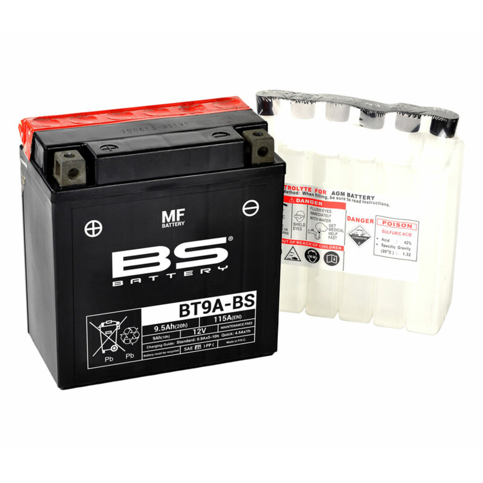 BS BATTERY Accu Onderhoudsvrij met zuurpakket - BT9A-BS