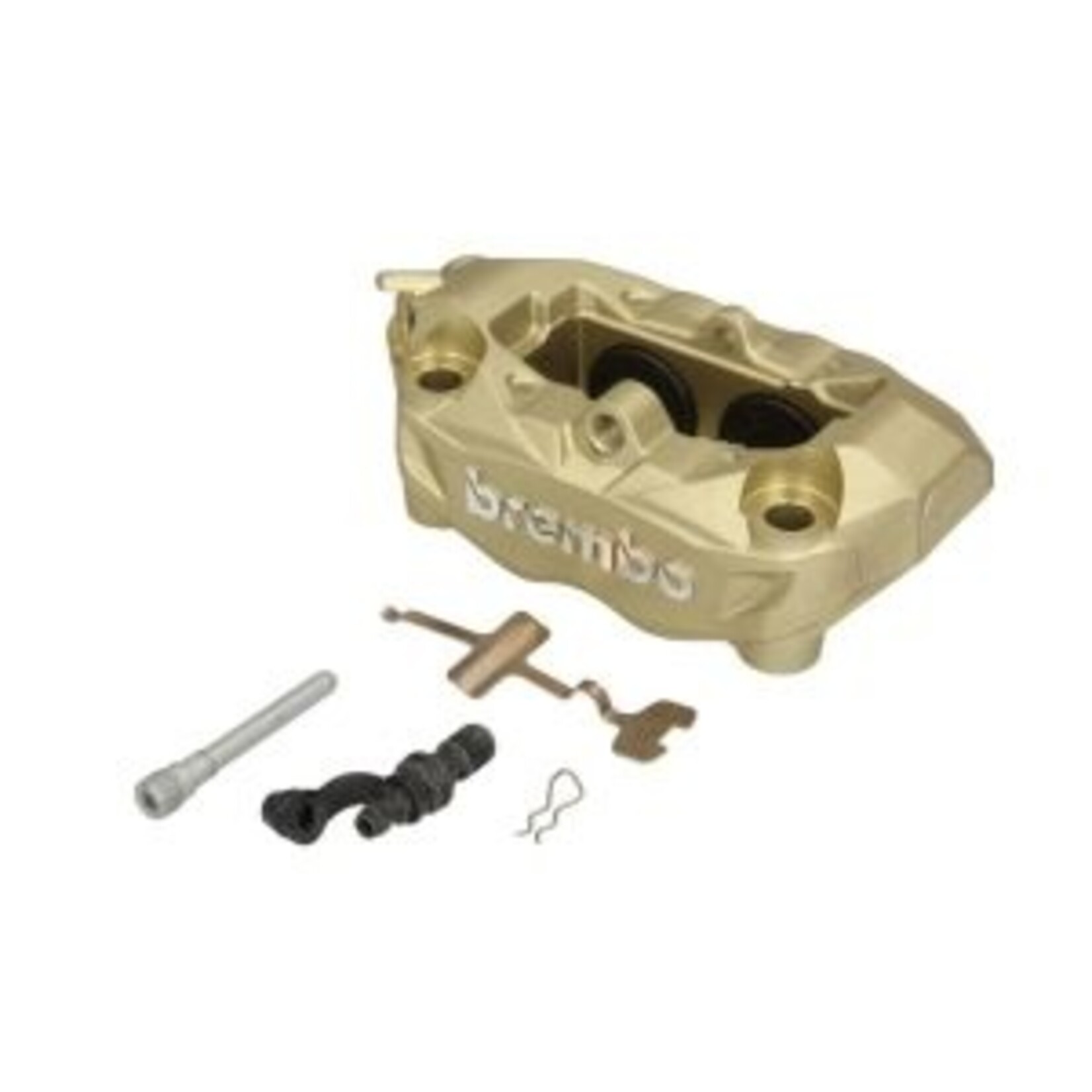 Brembo Racing Brembo Racing M4, 4-zuiger, 100 mm, goud. Ontwikkeld voor constante remkracht en thermische stabiliteit.