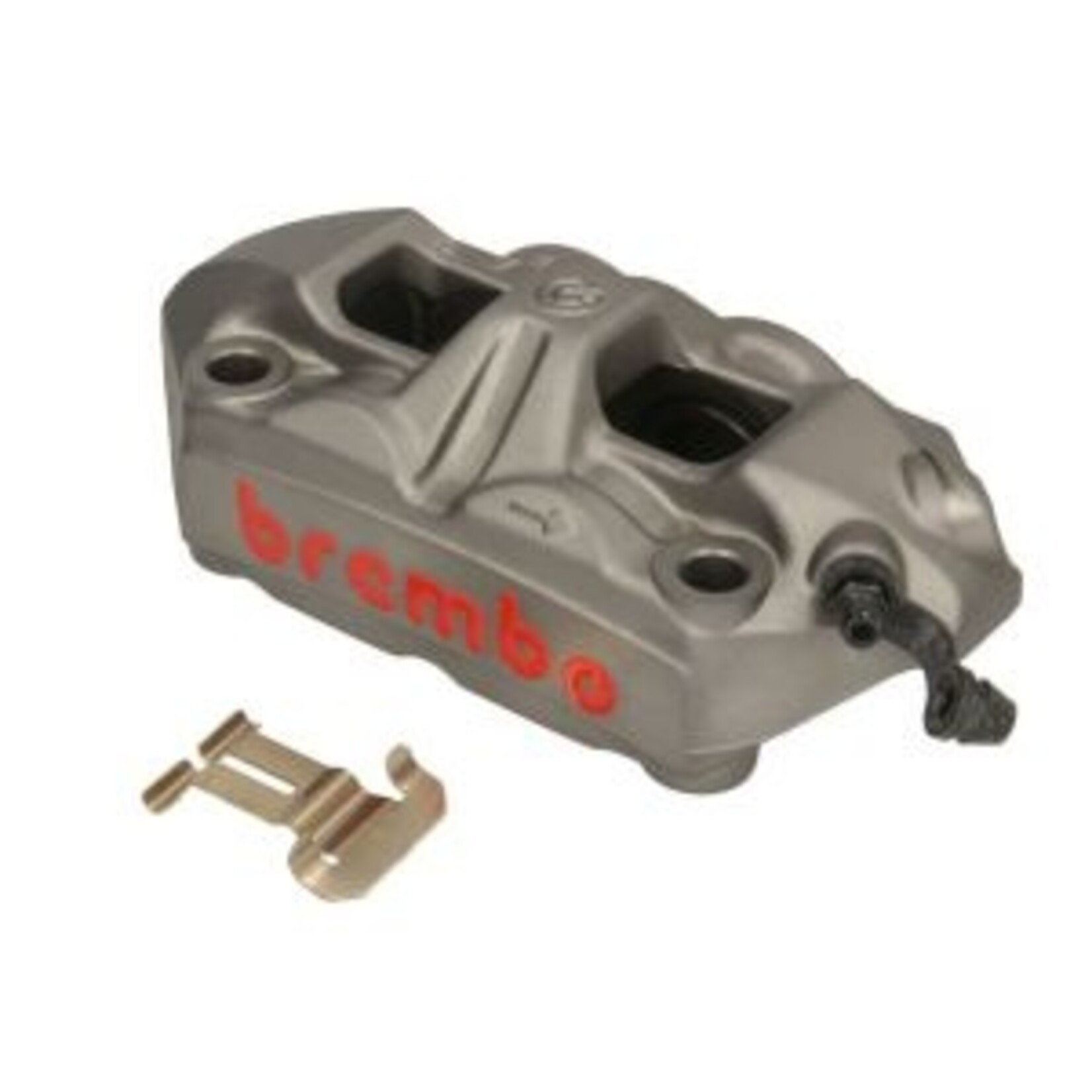 Brembo Racing Brembo Racing M4, 4-zuiger, 100 mm, titanium. Ontwikkeld voor constante remkracht en thermische stabiliteit.
