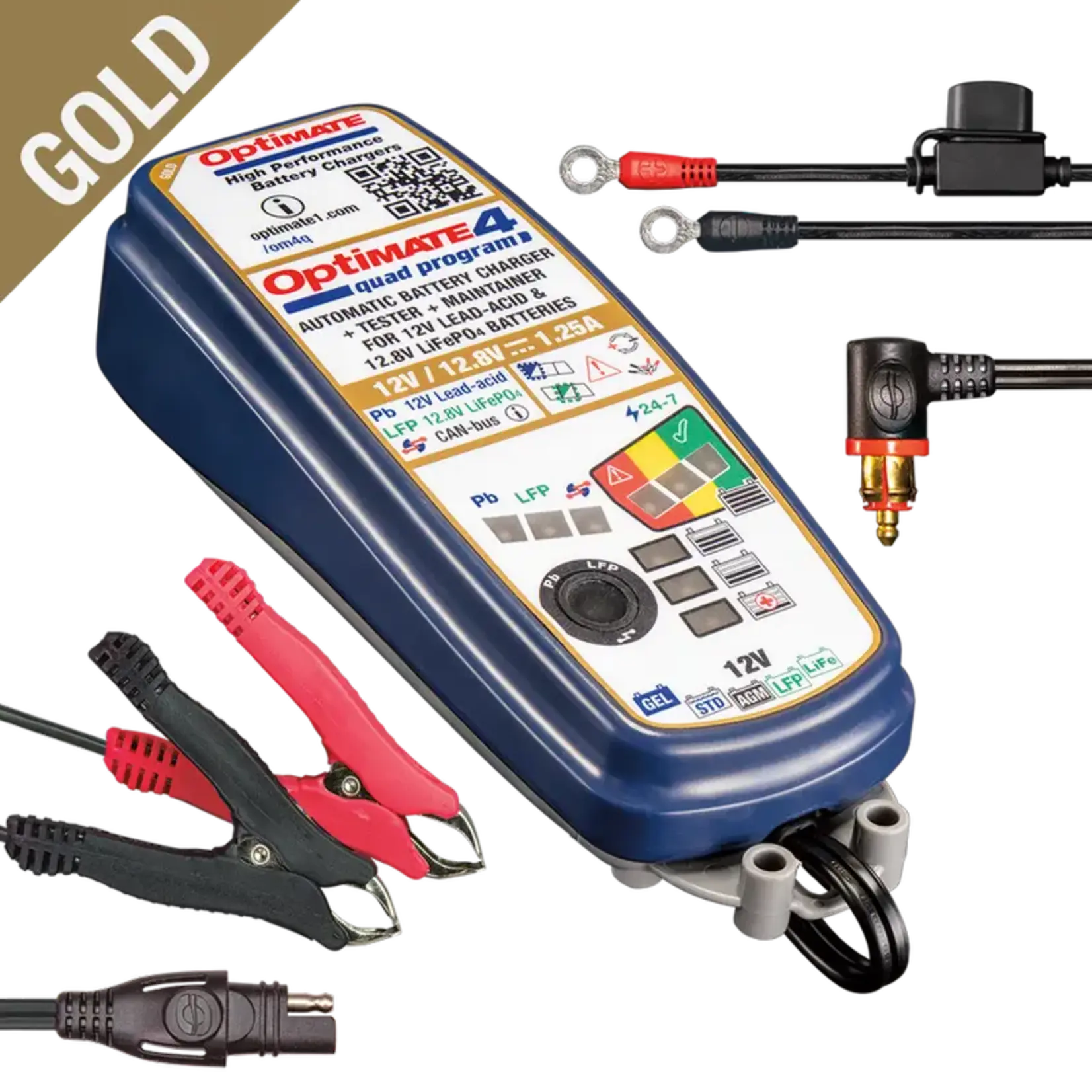 Optimate Tecmate 4 Quad Program 12V 1.25A met CAN-bus Acculader