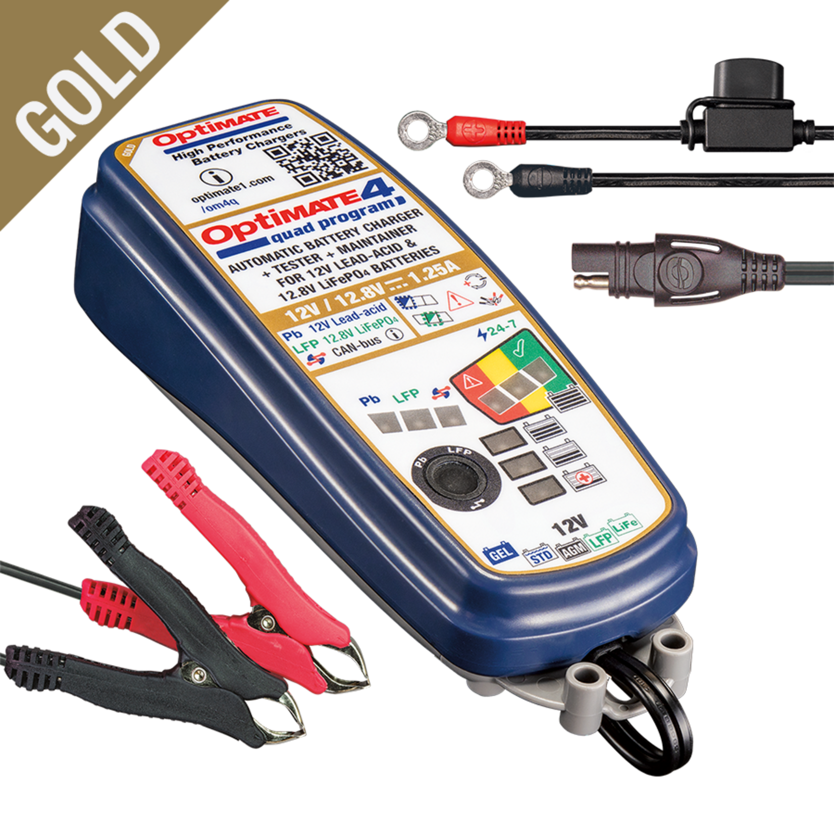 Optimate Tecmate 4 Quad Program 12V 1.25A Acculader