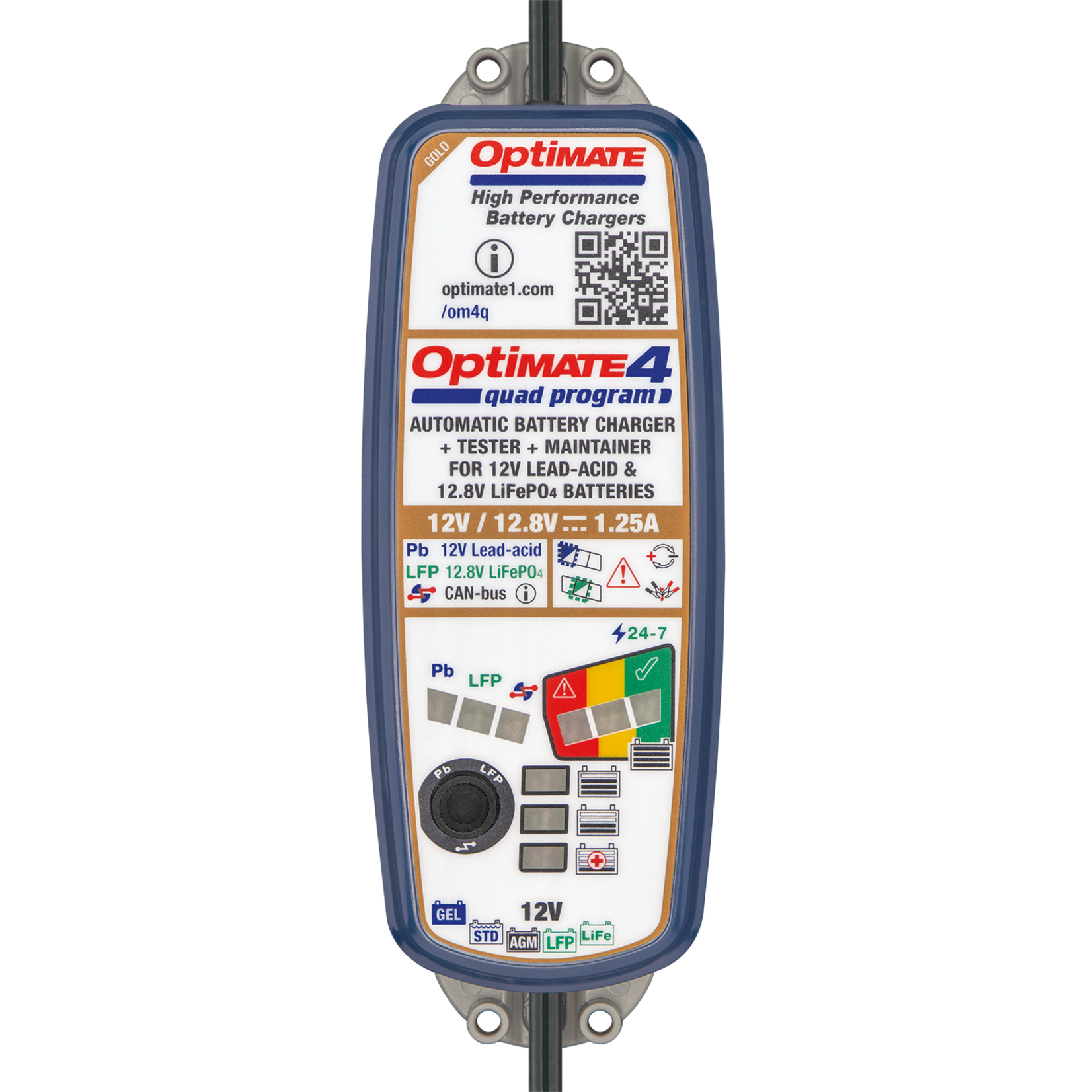 Optimate Tecmate 4 Quad Program 12V 1.25A Acculader