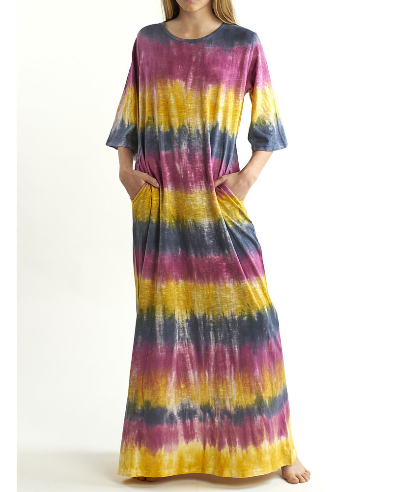 Vestido californication largo con efecto tie dye y mangas