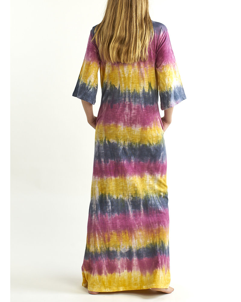 Vestido californication largo con efecto tie dye y mangas