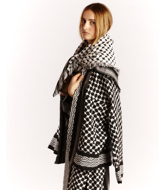 Großer Izuskan-Schal aus zweifarbigem Jacquard Großer Izuskan-Schal aus zweifarbigem Jacquard