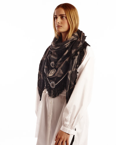 Izuskan x Los Enamorados - Beige Grey Tie and Dye Scarf - LOS