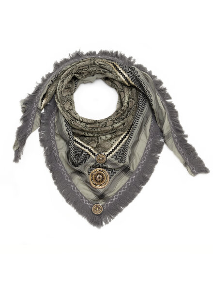 Izuskan x Los Enamorados - Beige Grey Tie and Dye Scarf - LOS