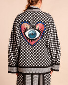 Kimono jacket black white