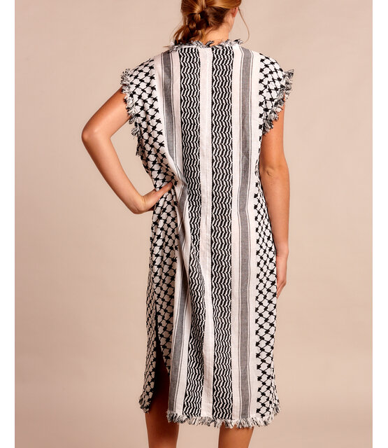 kaftan Dress white black