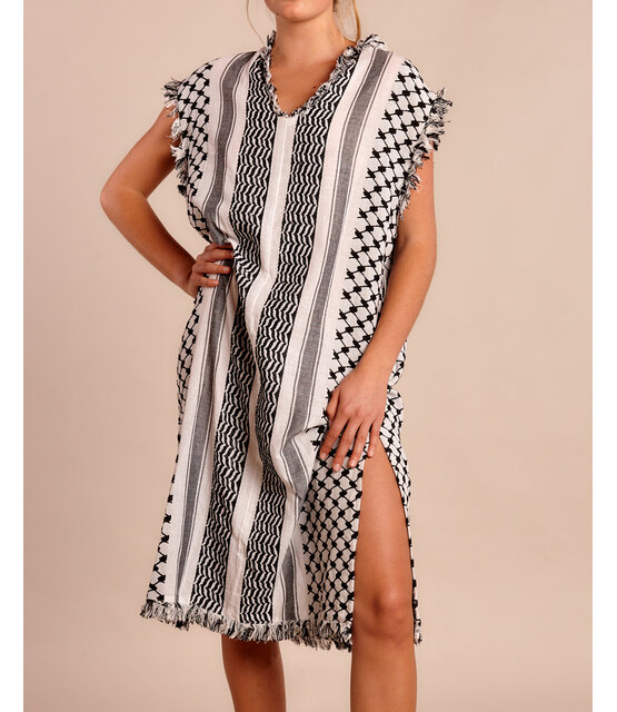 Kaftan Kleid white black