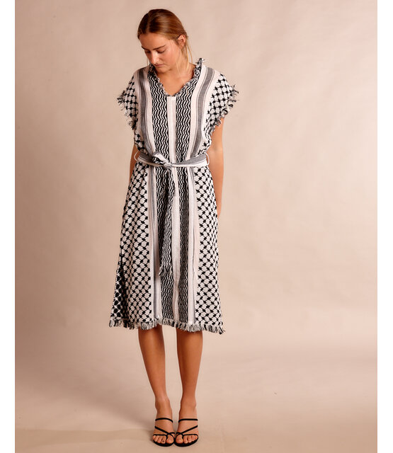 Kaftan Kleid white black