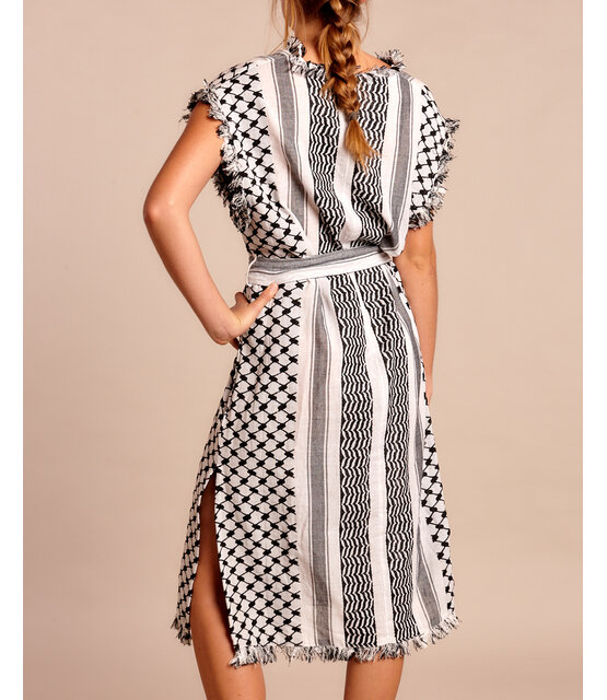 kaftan Dress white black