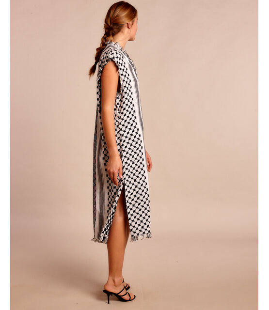 kaftan Jurk white black