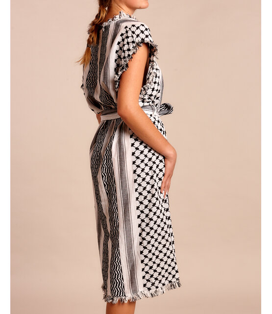Kaftan Kleid white black