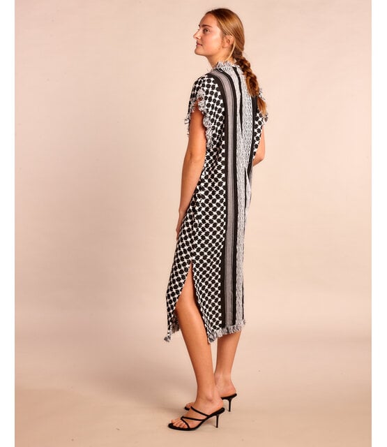 kaftan Kleid black white