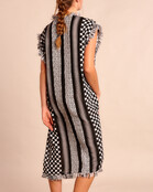 kaftan Kleid black white