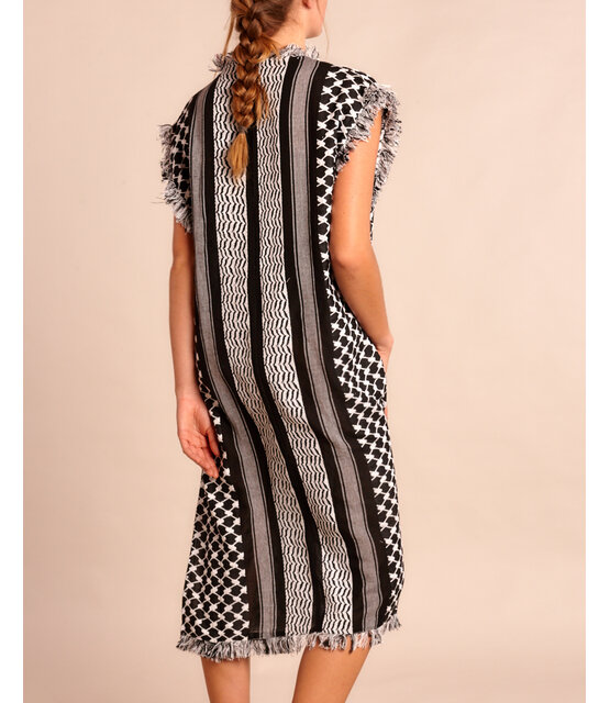 kaftan Dress black white