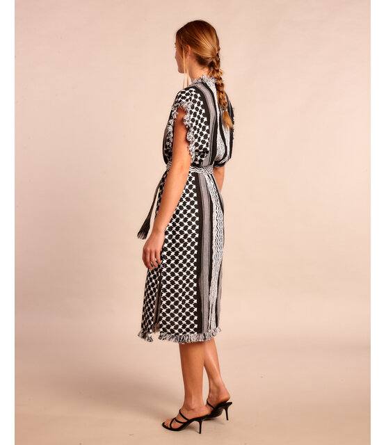 kaftan Dress black white