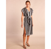 kaftan Kleid black white