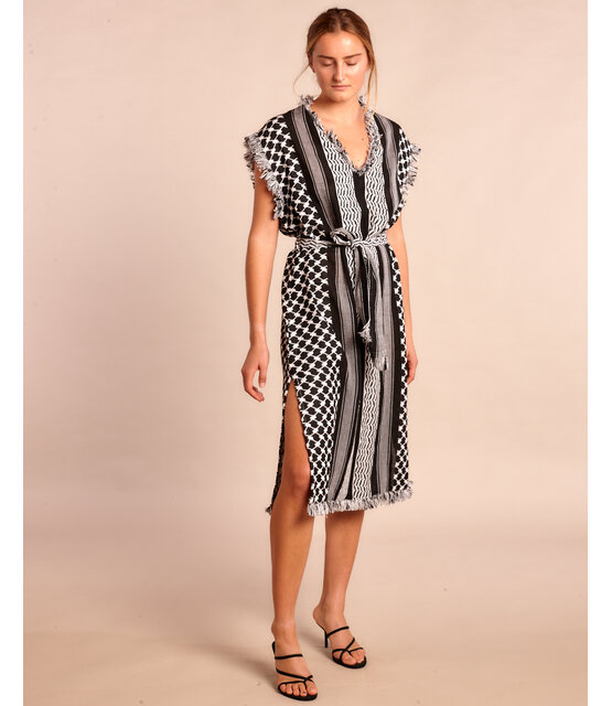 kaftan Vestir Black white