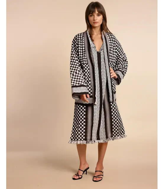 Kimono-Jacke black white