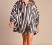 Blouse Summer  Striped  Grey pink