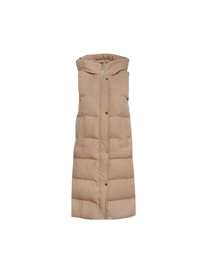 Bodywarmer puffer lang beige