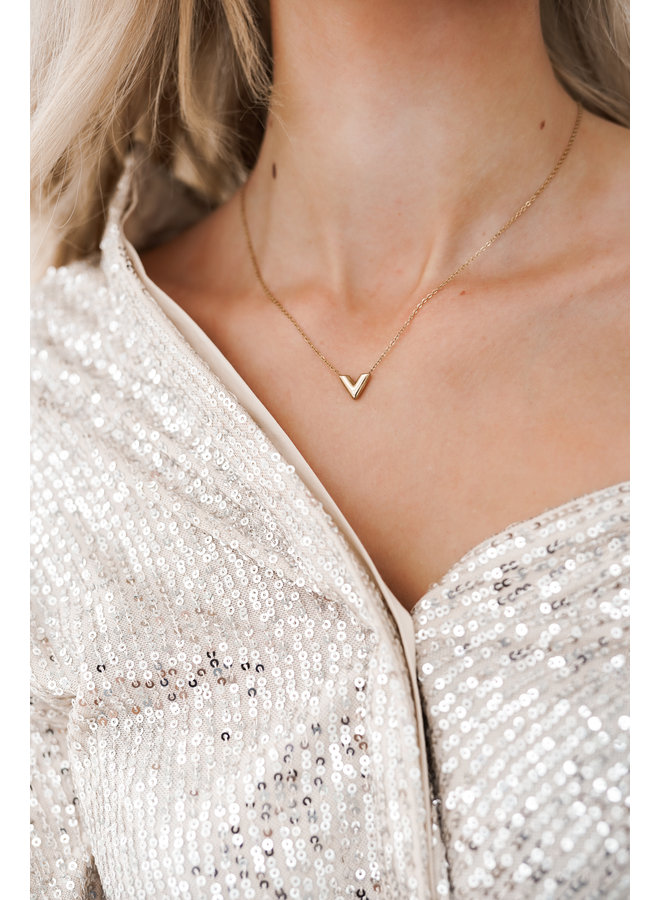 Ketting met gouden v detail