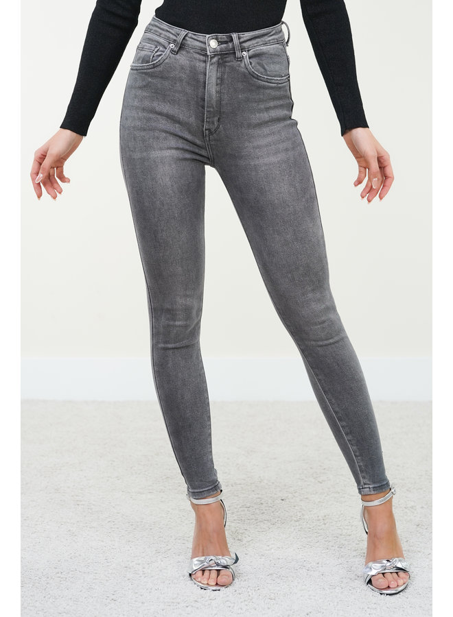 Skinny jeans met mid waist model en stretch grijs