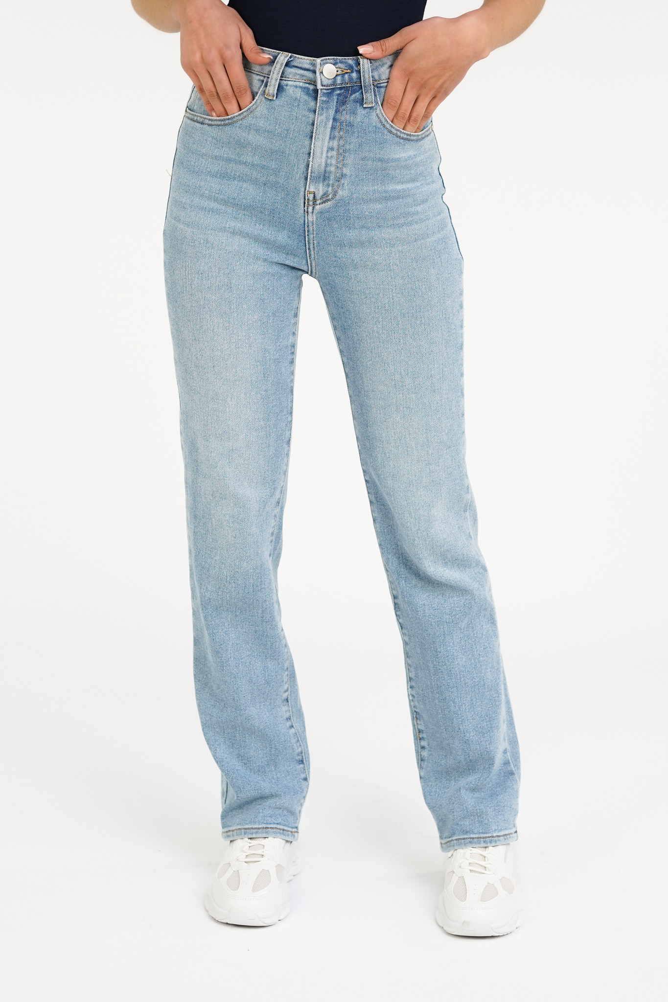zak Kruipen Nauwgezet Straight leg jeans met stretch en high waist model blauw | Esuals.nl -  Esuals