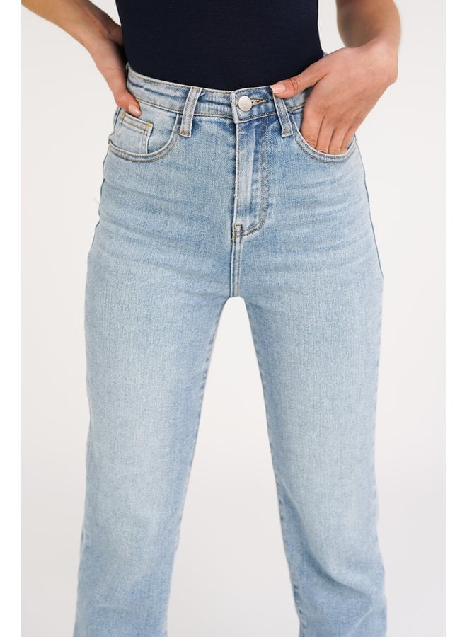 Straight leg jeans met stretch en high waist model blauw