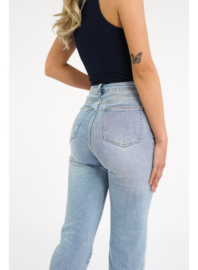 Straight leg jeans met stretch en high waist model blauw