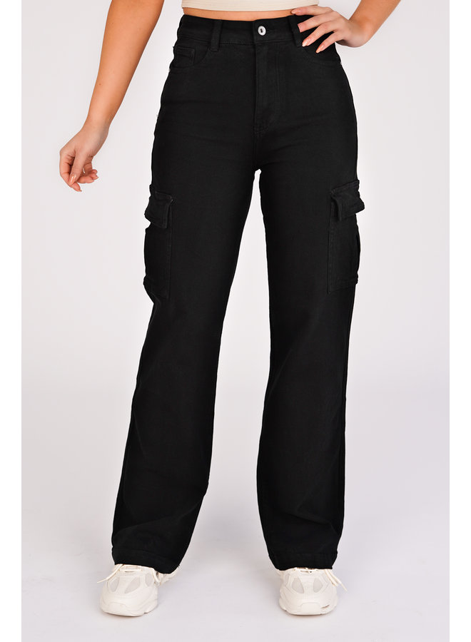 Cargo jeans zwart - Abby