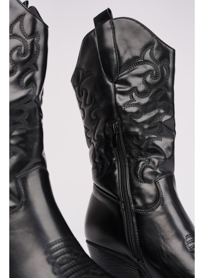 Cowboy boots leatherlook met borduursel op de schacht