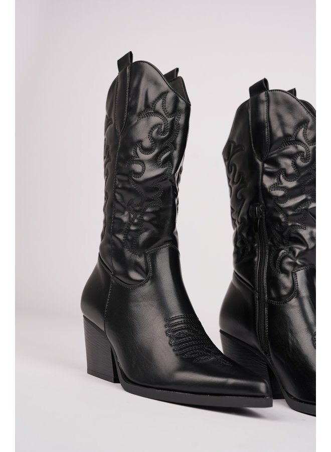 Cowboy boots leatherlook met borduursel op de schacht