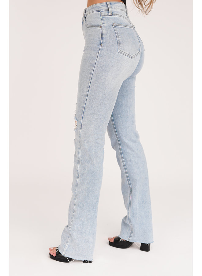 Straight leg jeans tall met destroyed details blauw