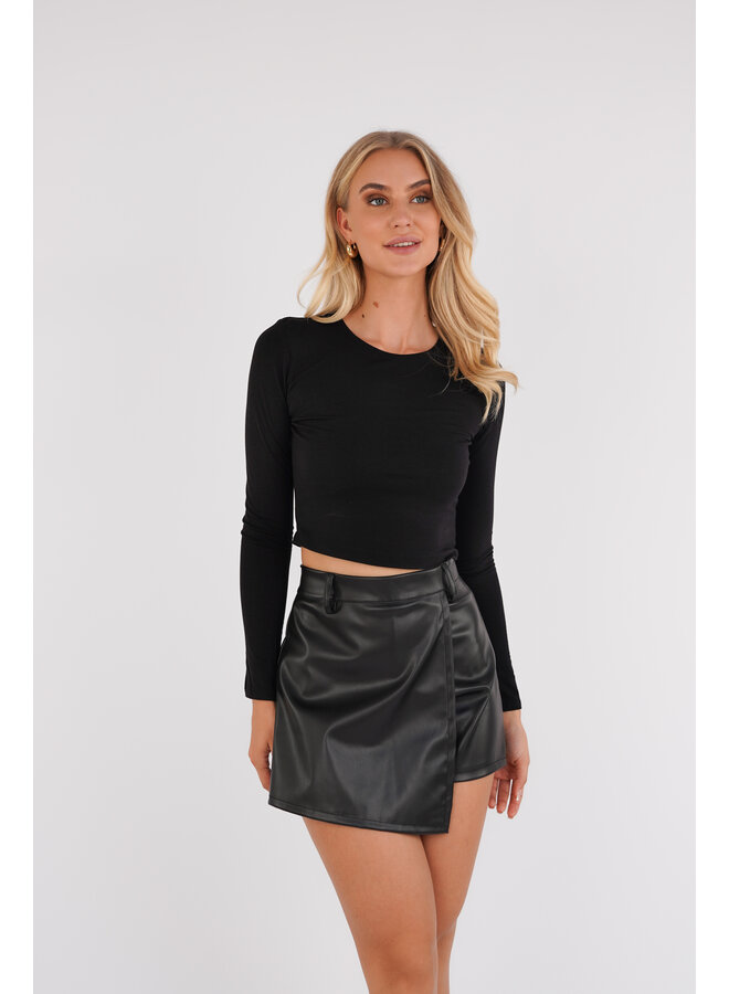 Leatherlook skort zwart