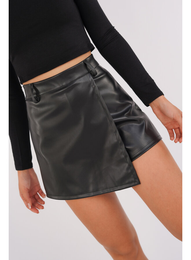 Leatherlook skort zwart - Jacky