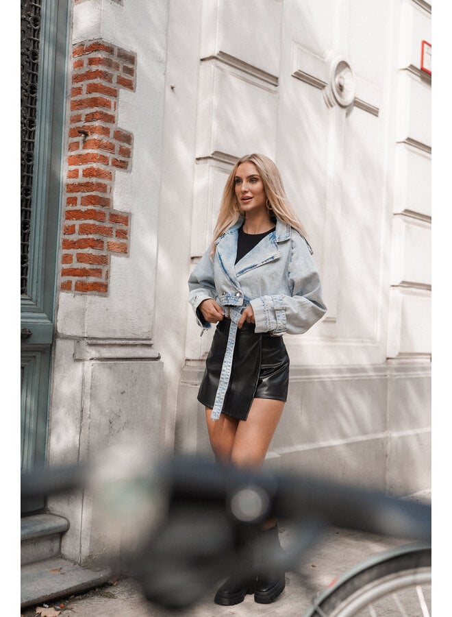 Leatherlook skort zwart