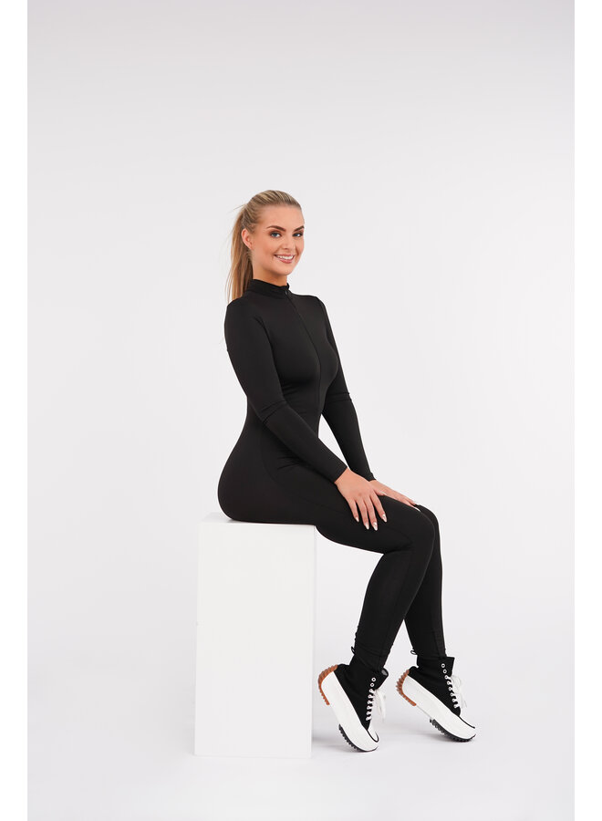 Catsuit dames zwart lange mouwen