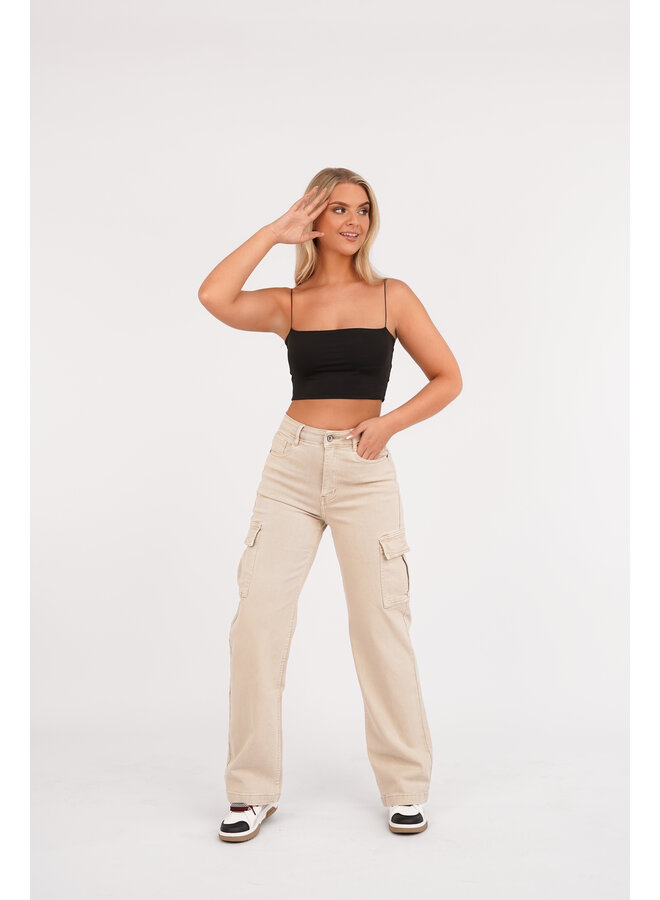 Crop top zwart met spaghettibandjes