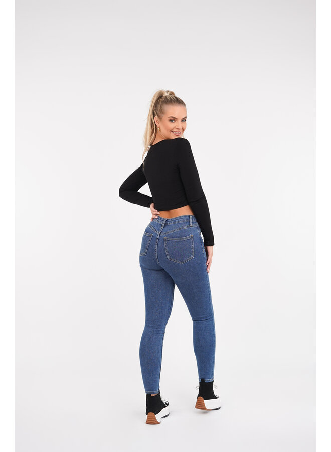 Skinny jeans dames blauw met stretch