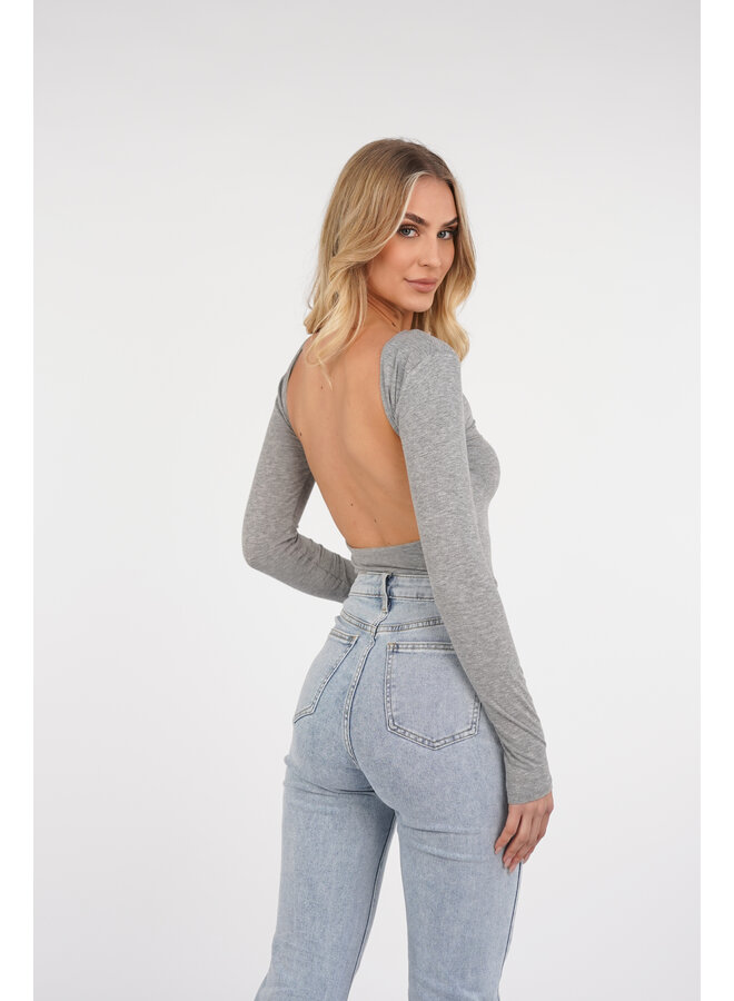 Bodysuit open back grijs