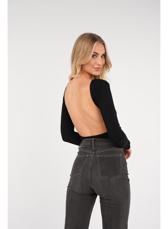 Bodysuit open back zwart